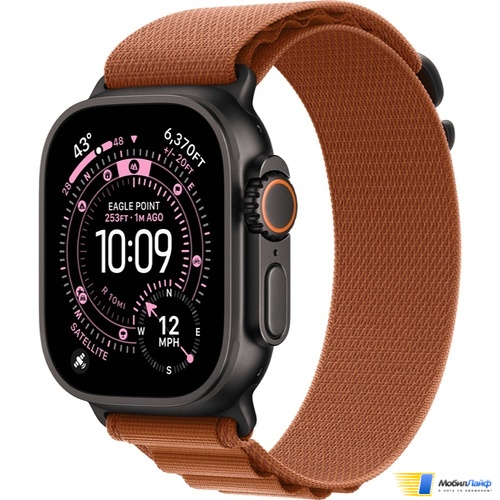 Apple Watch Ultra 3 GPS + Cellular 49mm Black Titanium Case with Terra Cotta Alpine Loop - Изображение
