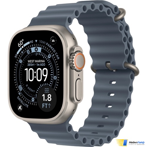Apple Watch Ultra 3 GPS + Cellular 49mm Natural Titanium Case with Anchor Blue Ocean Band - Изображение