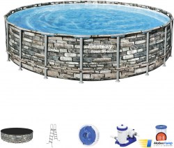Каркасный бассейн Bestway Power Steel Камень 56883 (610x132) - Изображение