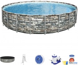Каркасный бассейн Bestway Power Steel Камень 56889 (671x132) - Изображение