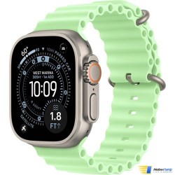 Apple Watch Ultra 3 GPS + Cellular 49mm Natural Titanium Case with Neon Green Ocean Band - Изображение